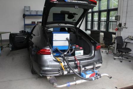 El Audi A7 preparado para ser sometido a las pruebas de emisiones y eficiencia de Green NCAP