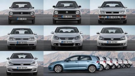 Aquí se pueden ver las siete generaciones del Golf y estamos a punto de sumar un nuevo modelo.