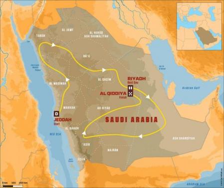 Mapa Dakar 2020 Arabia Saudí