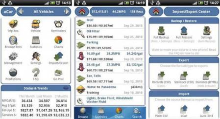 Aspecto de la aplicación Acar, una completa agenda interactiva para el mantenimiento del vehículo