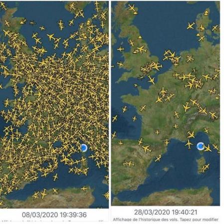 El tráfico aéreo se redujo en un 55% la última semana de marzo