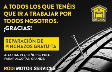 Cartel de Rodi Motor Services en el que informan de su iniciativa solidaria