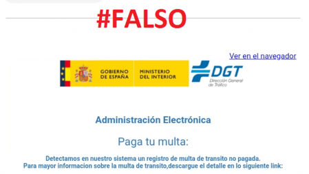 La DGT avisa a los ciudadano que no caigan en el timo de la multa notificada por email