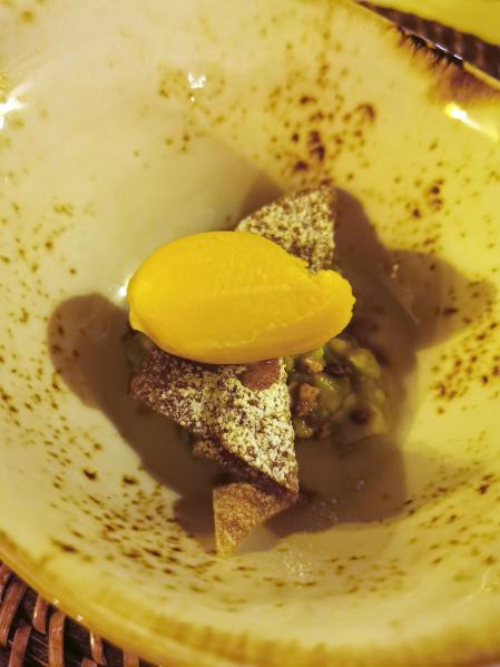 Aguacate, cacahuete y helado termal de mango