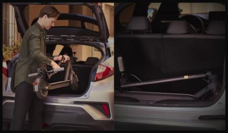 El patinete eléctrico Xiaomi se pliega en 3 segundos y se puede guardar en el maletero del coche para realizar desplazamientos de última milla