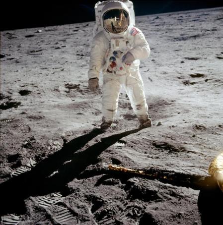 Edwin “Buzz” Aldrin en una fotografía tomada por Neil Armstrong en la superficie de la Luna, 31 de julio de 1969 (AP Photo/NASA)