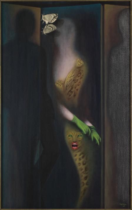 Le paravent, de Toyen (1966) ¿una mujer animal, un felino feminizado?