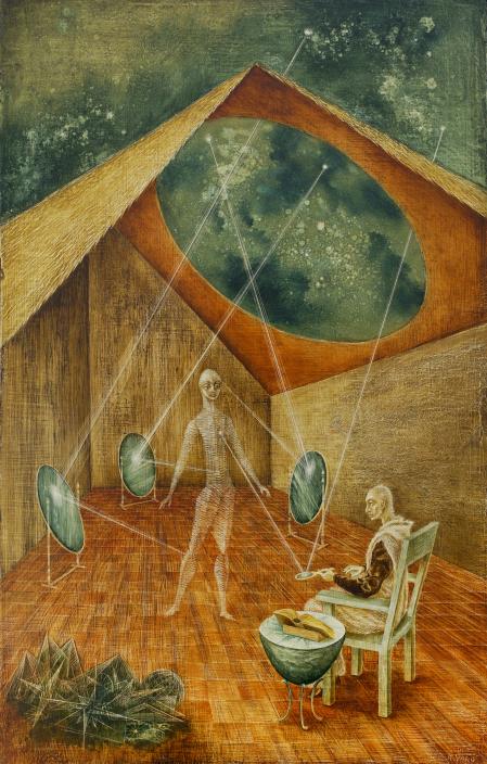 Creación con rayos astrales, composición de 1955 de Remedios Varó, pintora mexicana nacida en Anglés (Girona)