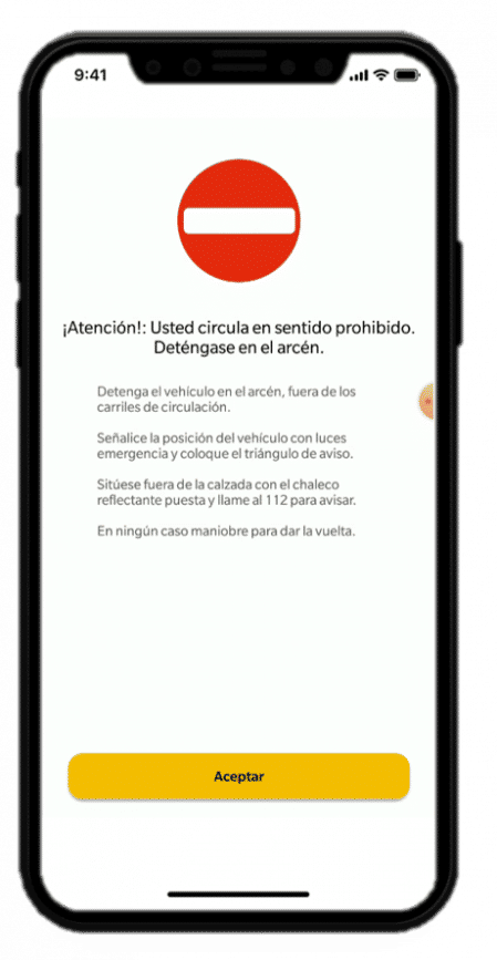La app también alerta al propio usuario cuando detecta que está circulando en sentido contrario al permitido&nbsp;