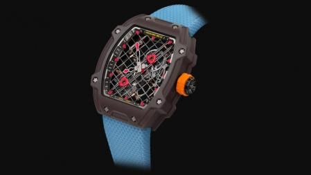 El diseño del reloj reproduce el tamizado de las cuerdas de una raqueta de tenis