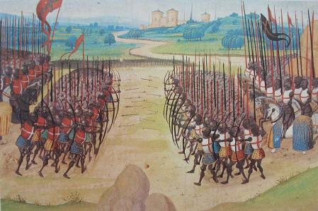 Batalla de Agincourt en una miniatura de las 'Crónicas de Enguerrand de Monstrelet', siglo XV