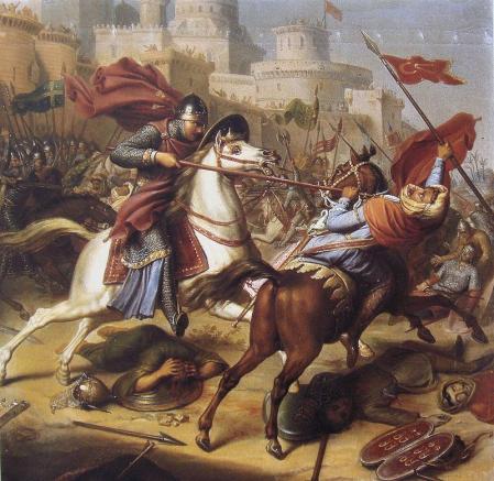 Roberto II de Normandía lucha contra los musulmanes durante el sitio de Antioquía (1097-1098).