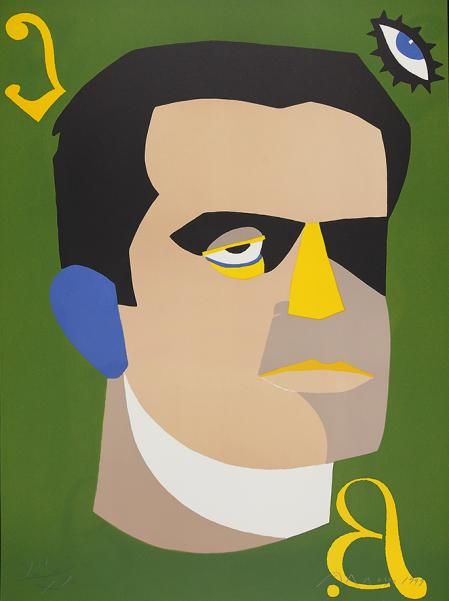 Retrato de Luis Buñuel , 1999. Litografía (5 colores). 76 x 56 cm.