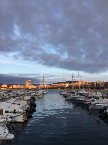 El puerto de Palamós, con la Platja Gran al fondo.