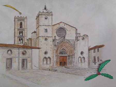 Postal de Navidad con Castelló d'Empúries de protagonista.