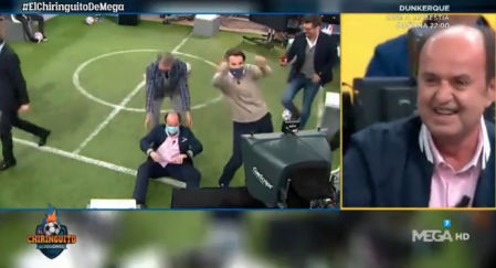 Juanma Rodríguez se cae rodando durante una pausa de 'El chiringutio'