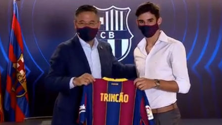Bartomeu y Trincão, en el día de la presentación del portugués (horas después de conocerse la noticia del burofax)