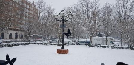 La nevada que ha dejado la borrasca Filomena en San José de Valderas (Alcorcón).