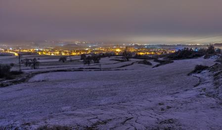 El paisaje de Manlleu se cubre de blanco.