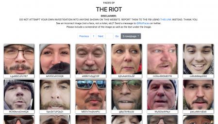 Página Faces of the Riot con los rostros de participantes en los disturbios