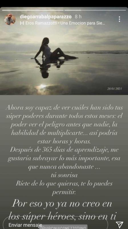 El texto de Diego Arrabal a su mujer.