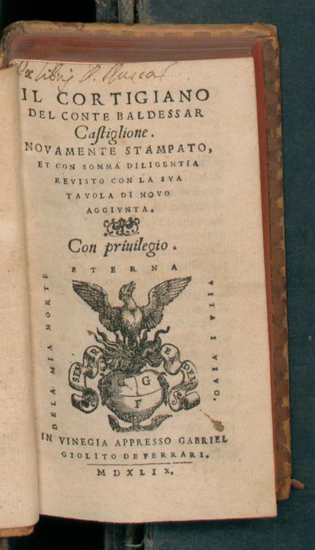 'El cortesano', edición de 1549.