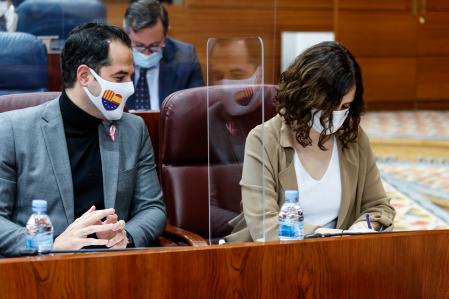 Aguado y Ayuso han coincidido en el pleno de hoy en la asamblea de Madrid