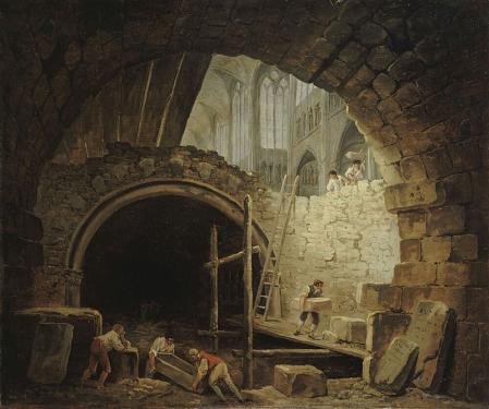 Violación de las bóvedas reales de Saint-Denis, por Hubert Robert.