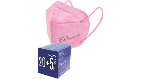 Pack de 25 mascarillas FFP2/ KN95 de color rosa