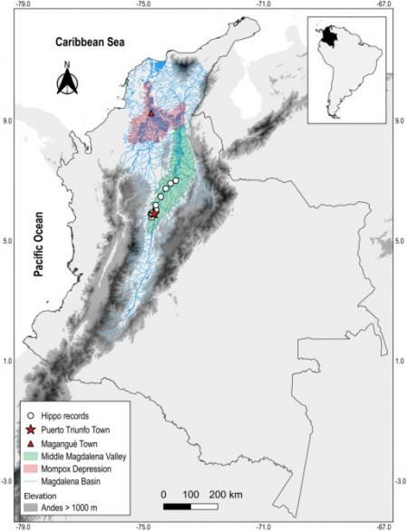 Zona del río Magdalena, en Colombia, en la que se ha detectado la presencia de hipopótamos .