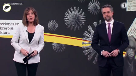 Ana Blanco y Carlos Franganillo, en el especial Elecciones Catalunya 2021