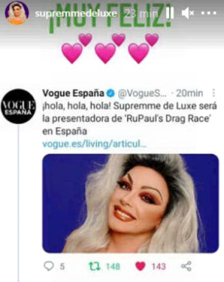 Supremme de Luxe confirma ser la presentadora de 'Drag Race España'.