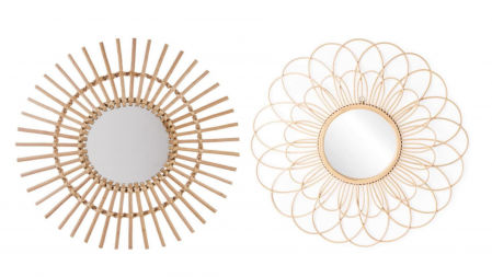 Espejos decorativos de mimbre y ratán