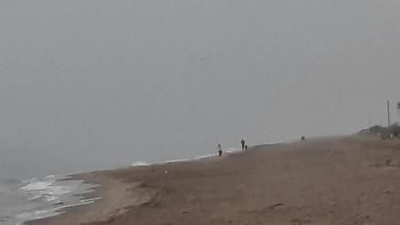 La espesa niebla impedía ver los alrededores de la playa.