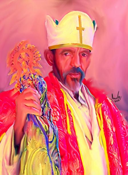 Sumo sacerdote con la sagrada Cruz de Lalibela (Etiopía).