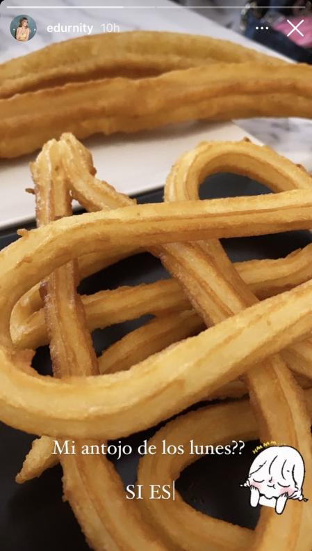 Captura de pantalla de la historia de Edurne con su antojo matutino