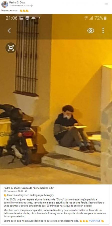 Un policía local tomó la foto y la compartió con sus compañeros en las redes sociales como ejemplo de constancia y dedicación.