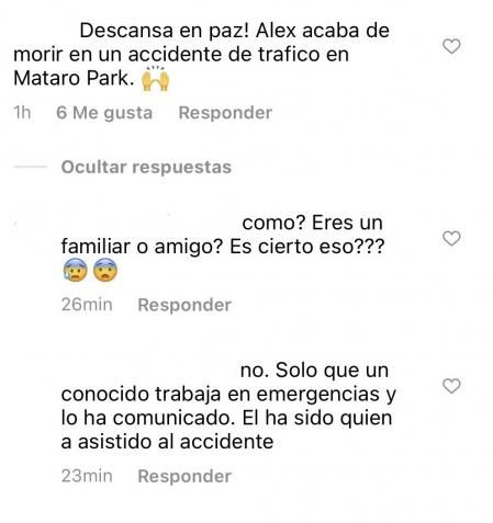 Un desafortunado mensaje en Instagram filtró la muerte de Àlex Casademunt antes de que su familia fuese informada