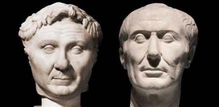 Bustos de Pompeyo (izqda.) y Julio César