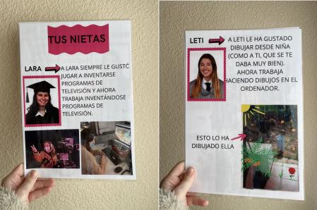 Las tarjetas incluyen una foto de cada una de ellas y un texto en el que cuentan a qué se dedican