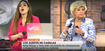 Isabel Rábago y Terelu Campos tras escuchar los audios en 'Viva la vida'.