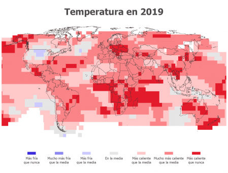 El aumento de la temperatura global en 2019 | Fuente: NOAA