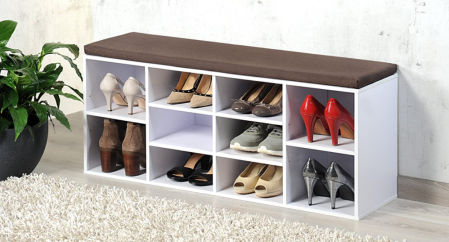 Zapatero tipo banco con compartimentos variables