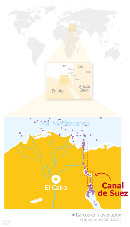 Mapa del canal de Suez