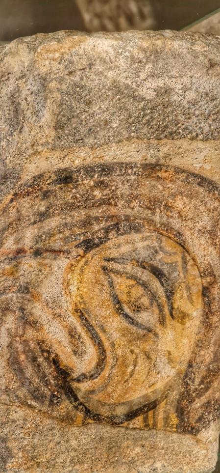 Fragmento de pintura mural del s. XII encontrada en las obras del Claustro.