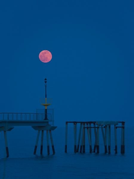 Luna llena de gusano en el Pont del Petroli de Badalona.