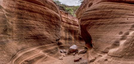 Vista de las Tobas de color del Barranco de Las Vacas.