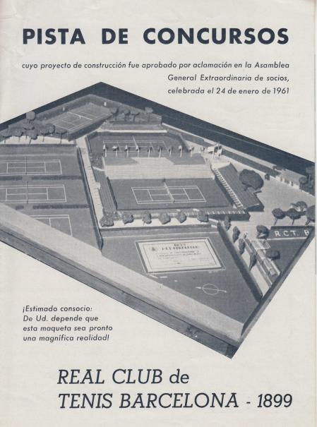 Folleto con la nueva pista del Real Club de Tenis Barcelona