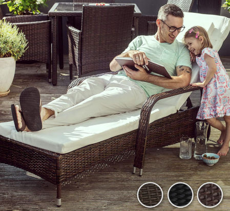 Tumbona chaise longe de ratán TecTack con reposabrazos