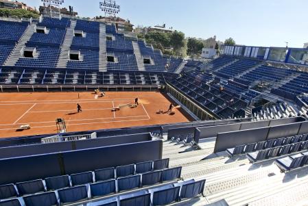 Preparativos del Torneo Conde de Godó en la edición de 2018